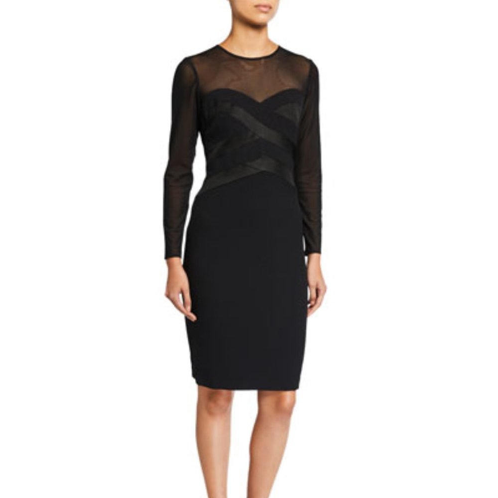 NEW Beautiful Mesh Stretch Crepe Cocktail Dress